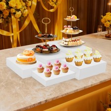 White Acrylic Display Stands, Stackable Nesting Risers, For Events, Home Decor