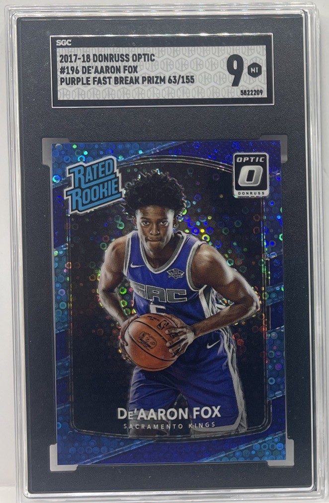 2017-18 Panini DONRUSS OPTIC DE'AARON FOX FAST BREAK PURPLE #/155 #196 RC SGC 9