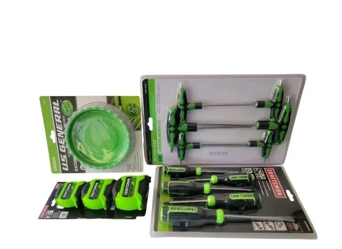 Combinación de 4 herramientas de mano verdes. Hi Vi.Destornillador/cinta medida.Soporte magnético Foto 4 de 4