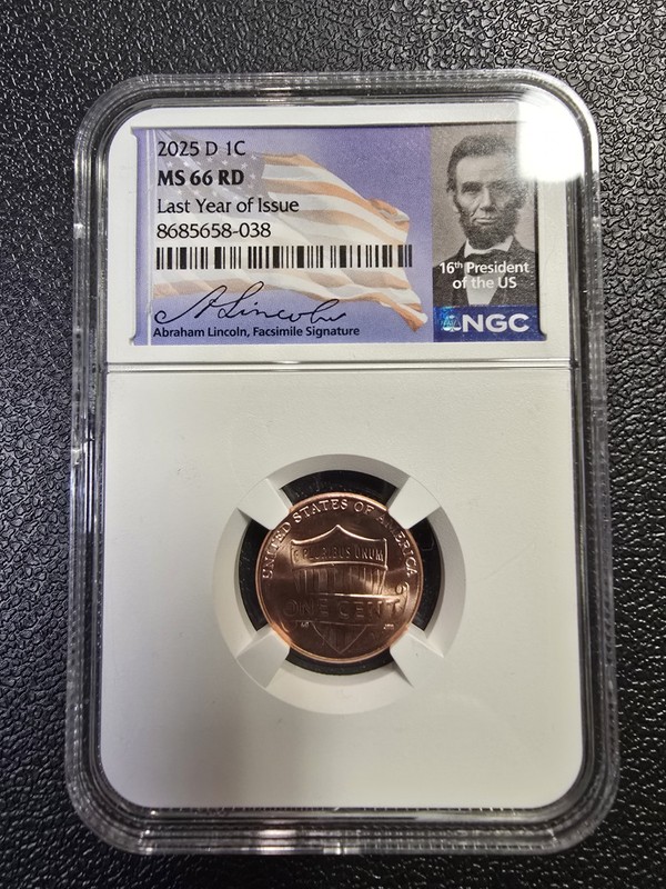 2025-D Lincoln Shield Cent 1C NGC MS66 RD Last Year of Issue