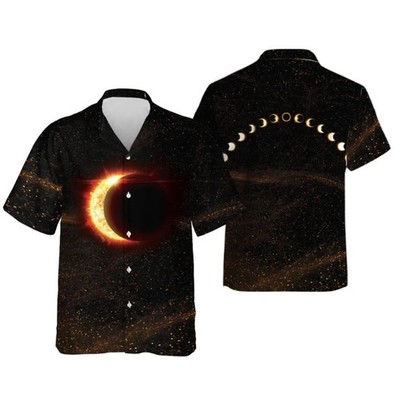 Total Solar Eclipse Hawaiian Shirt, Sun and Moon Aloha Hawaii Shirt