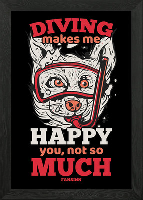 Diving Makes Me Happy You Framed Wall Art Poster Canvas Print Picture