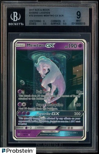 2017 Pokemon Sun & Moon Shining Legends #78 Shining Mewtwo Gx SCR BGS 9 MINT
