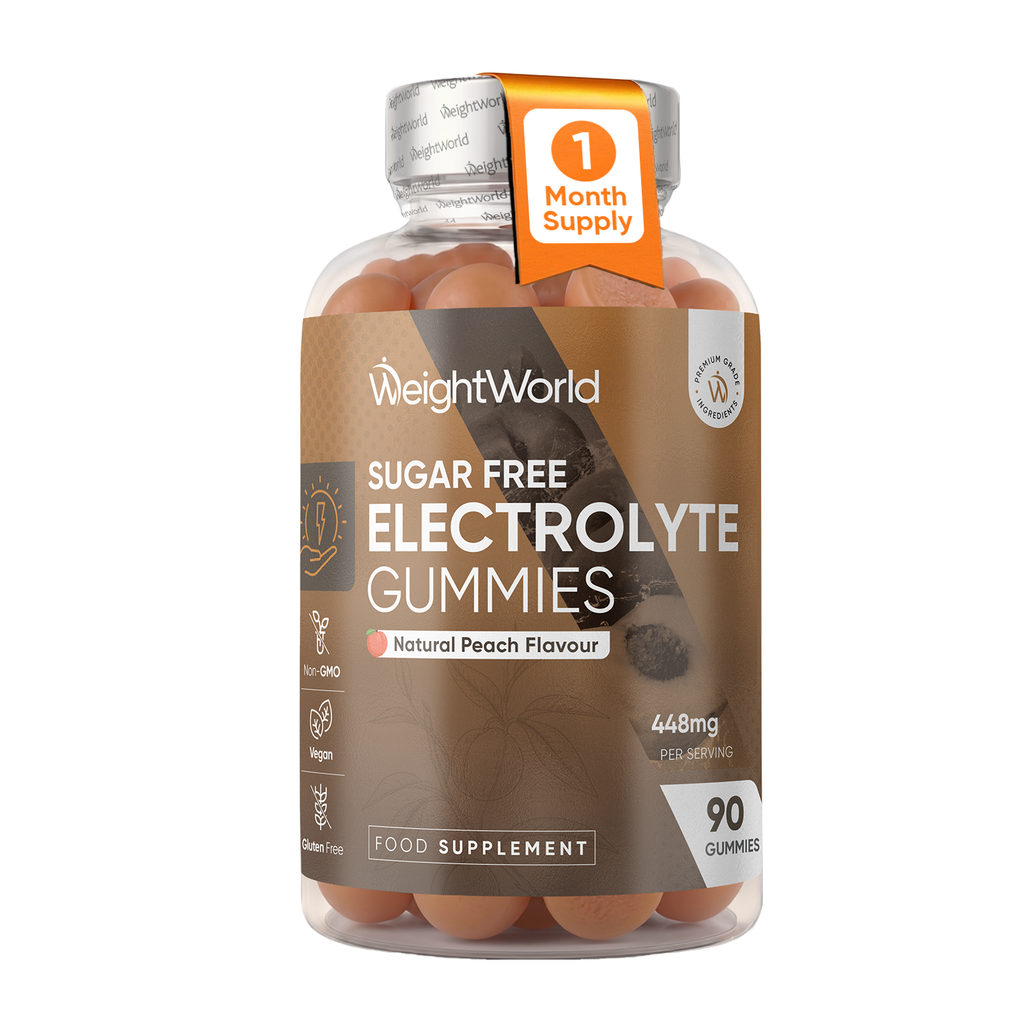 WeightWorld Electrolyte Gummies Peach Flavour 90 Gummies Energy & Hydration