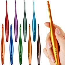 Svartur Crochet Hooks Ergonomic, 9Pcs Hand-Polished Aluminum Crochet Needles