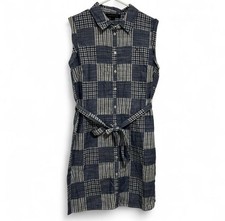 Tommy Hilfiger Blue Plaid Shirt Dress Women’s 12 Belted Sleeveless