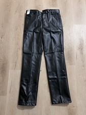 Schwarze Herrenhose im Punk-Stil aus Kunstleder, Größe M