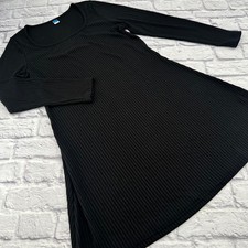 Old Navy Womens Large Black Ribbed Scoop Neck Long Sleeve Mini Dress NWT