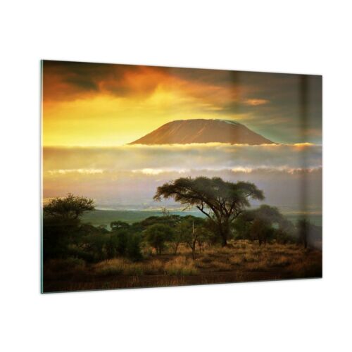 Wandbilder 100x70cm Glasbild Safari Tierwelt Berg Kenia Bilder Art Wanddeko - Picture 1 of 10