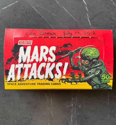 Mars Attacks Attack Card Box 24 Pack - Signed by writer Len Brown