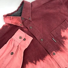 WOOLRICH Mens M Ruby Heather Tie-Dye Ombre Button-Down Long-Sleeve Flannel Shirt