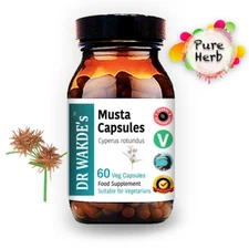 DR WAKDE'S Musta Capsules (Cyperus rotundus) | 60 Veg Caps | Ayurvedic Supple...
