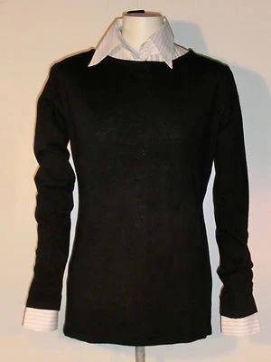 Pull Noir Cashmere-Mix Col Rond Neuf Cachemire-Mix XS - XL Noir - Photo 1/4