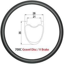 700c Carbon Gravel Bike Clincher Tubeless Rim Disc V Brake Wheel 16-36 Holes