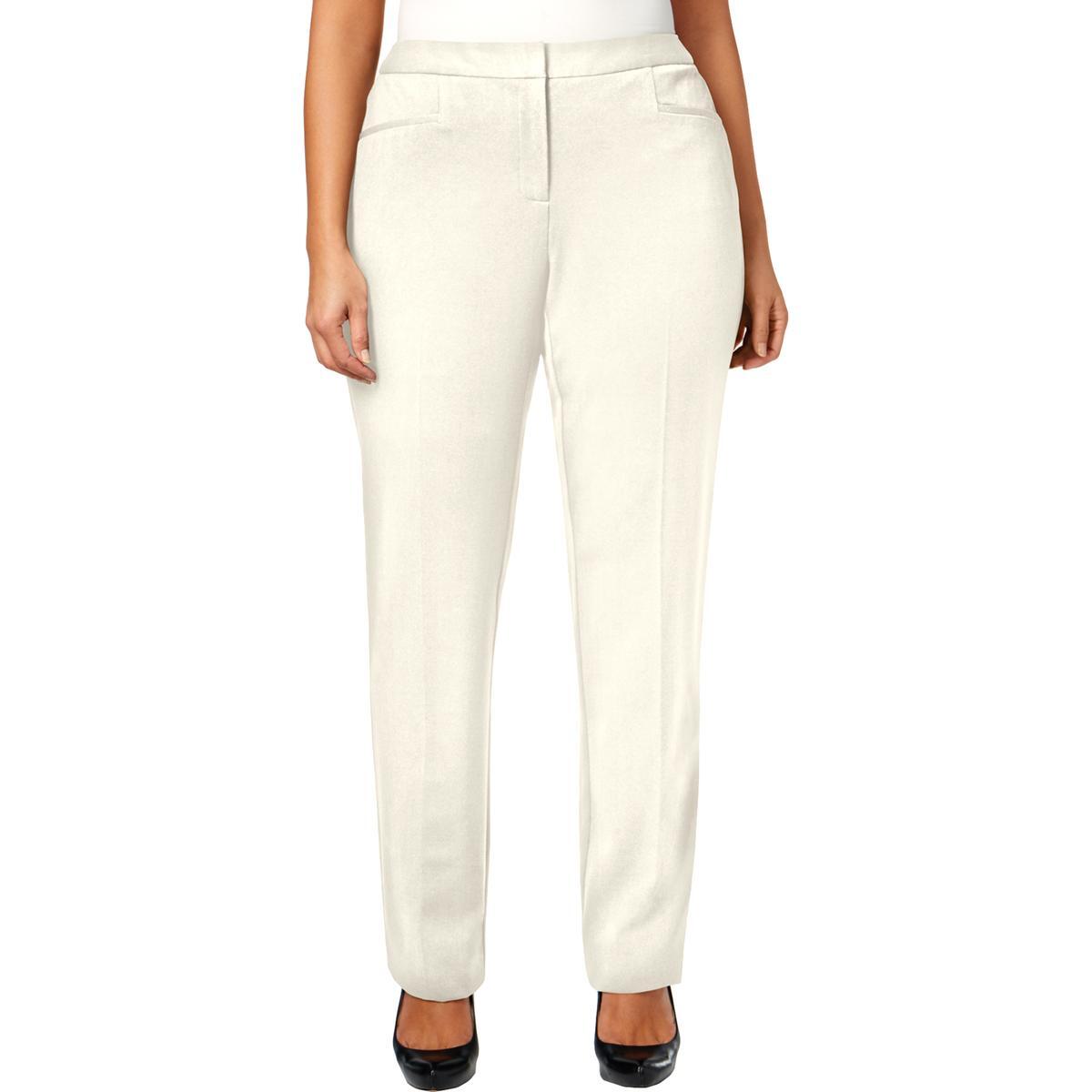 Женские офисные прямые брюки Alfani в полоску цвета слоновой кости Plus 16W BHFO 8203