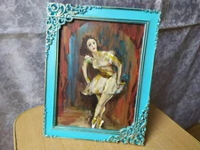 RARE Vintage Oil Painting Soviet USSR Socialist realism Girl woman Ballerina