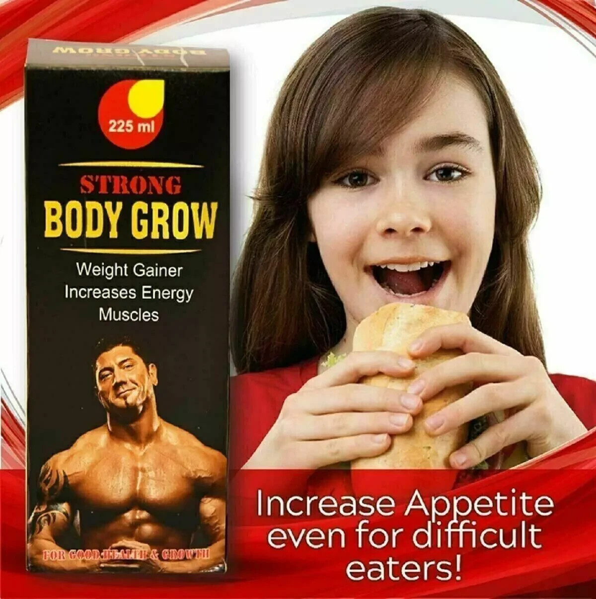 2x Herbal Strong Body Grow Tonic |Appetite Booster |Weight Gain & Growth 225ML