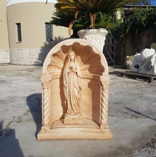 CUPOLA GROTTA NICCHIA STATUA DELLA MADONNA DI LOURDES IN CEMENTO MARMO PIETRA - Foto 8 di 9