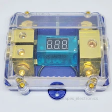 In-line Gold ANL Fuse Holder w/ Digital Voltage Display