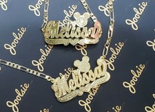 PERSONALIZED 14K GP 3D DOUBLE PLATED NAME NECKLACE BRACELET SET / Any character