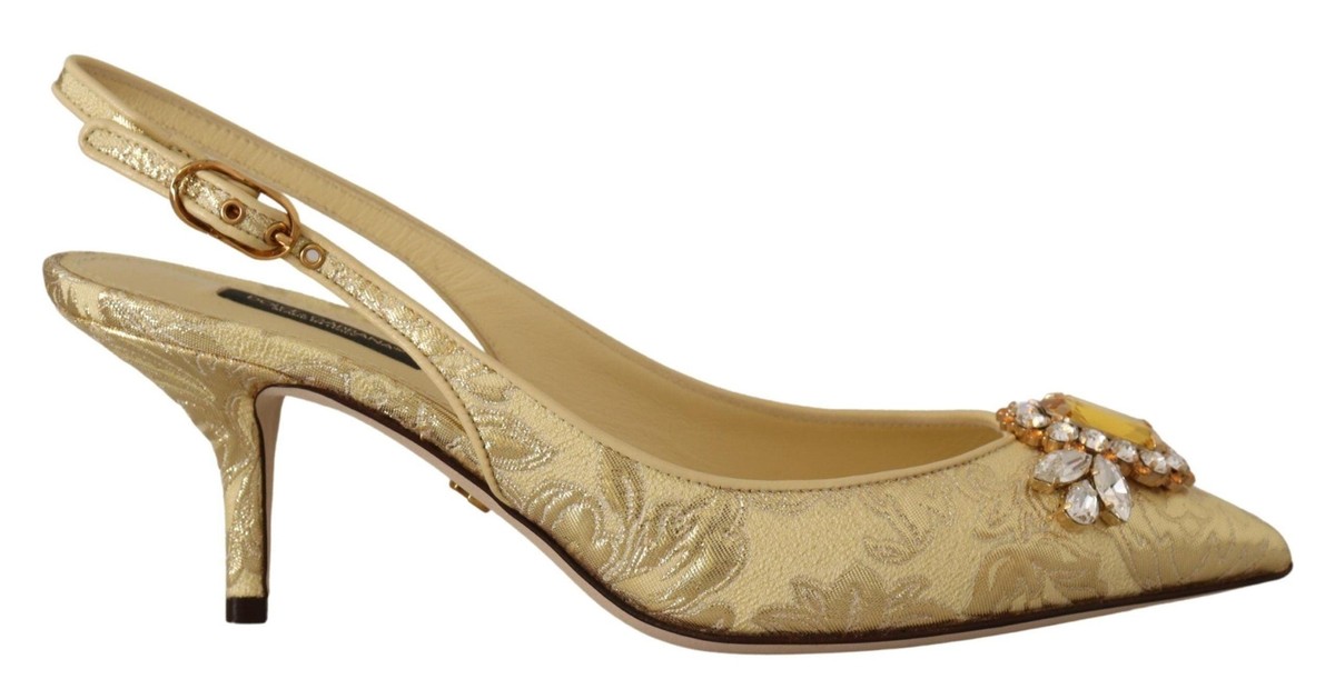 【DOCE & GABBANA】 ゴールド ウェッジサンダル　✨極美品✨ Mirrored-effect calfskin sandals in Gold for Women