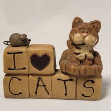 Vintage Blossom Bucket Cat With Mouse Figure I Love Cats Suzi Skoglund