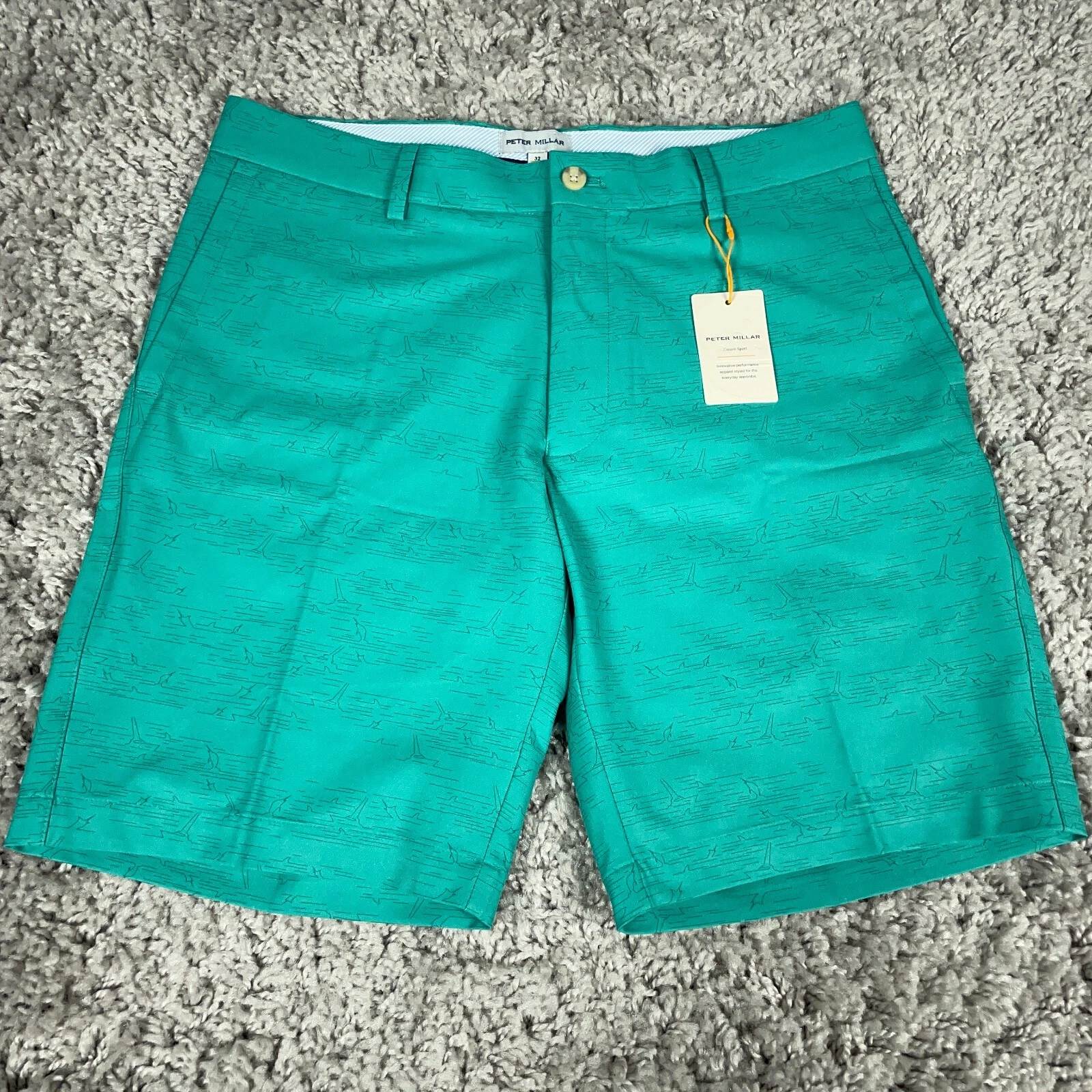 Peter Millar Crown Sport Salem Sport Fishing Performance Shorts Men's 32 Green