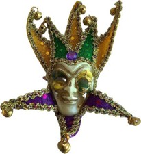 Jester Venetian style Mardi Gras carnival 6"mask magnets ornament