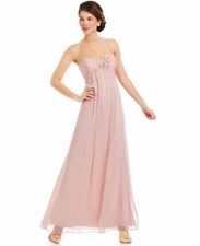 Adrianna Papell Floral Applique Chiffon Dress Sz 2 Blush