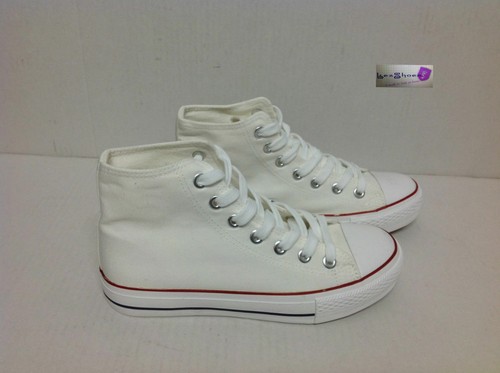scarpe sneakers alte uomo stivaletto in tela bianche occhiel | eBay