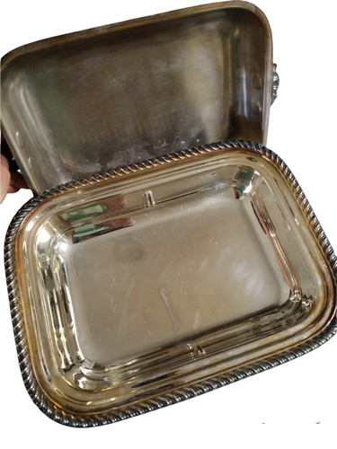 EPCA By Poole Silver Co Plate Covered Serving Dish with Handles foot 12" - Picture 11 of 11