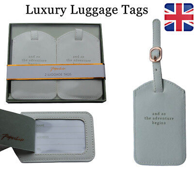 2 x Luxus Kofferanhänger Ausweis Etikett Koffer Tasche Urlaub Reise GESCHENKBOX UVP £14!!