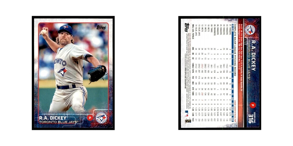 R.A. Dickey 2015 Topps #316 Baseball Cards Baseball Card NM - Image 3 of 3