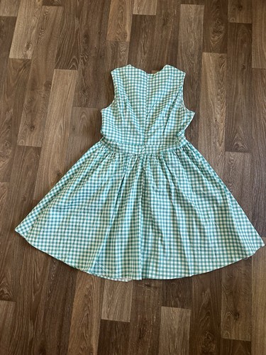 Damen Sommerkleid Gr. 4XL blau kariert Reißverschluss an Gesäßtaschen V-Ausschnitt Schleifen - Bild 5 von 9