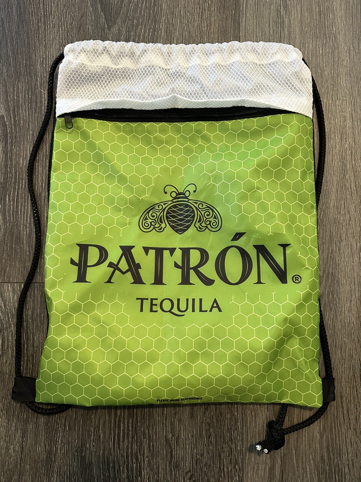 Patron Tequila Drawstring Backpack Green/White/Black