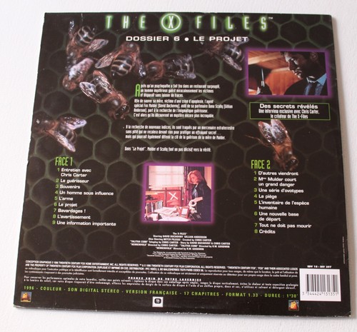 The X Files; dossier 6 le Projet -David Duchovny , Laser disc - video laser - Photo 3/3