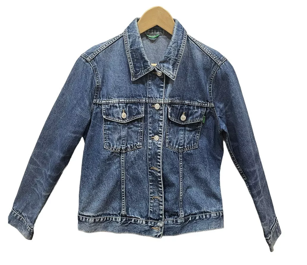 United Colors of Benetton Class Denim Jacket MEDIUM Blue Jeans ButtonUp Trucker