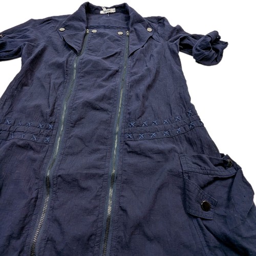 MUR MUR Tunic Jacket Women's Sz M Navy Blue Asymetric Double Zipper light Weight - Picture 5 of 12