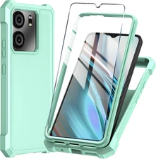for BLU View 5 Pro Phone Case with Tempered Glass Screen Protector,Slim Green
