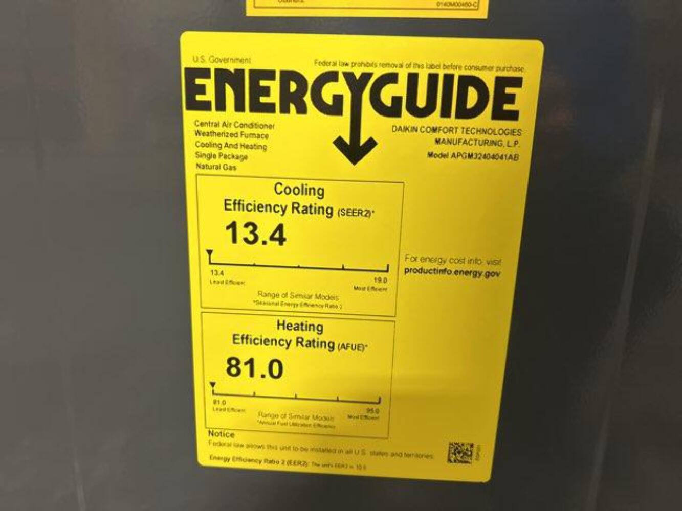 Amana APGM32404041 2 Ton Convertible Gas/Electric Packaged Unit 13.4 SEER2