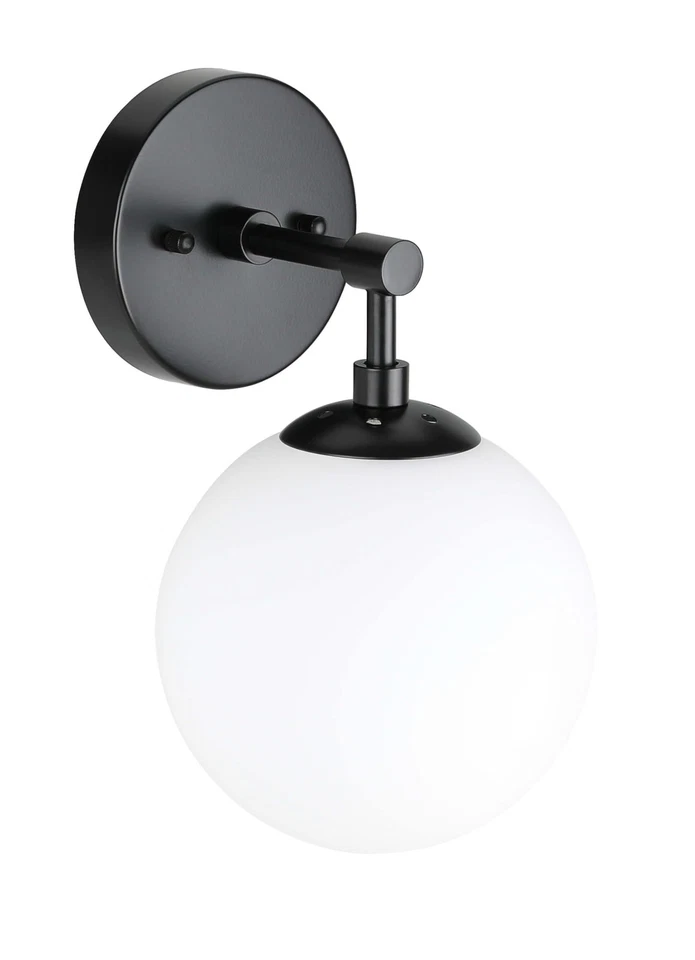 Aplique de pared vintage de 1 luz con globo de vidrio, luz de tocador de baño... Foto 3 de 4