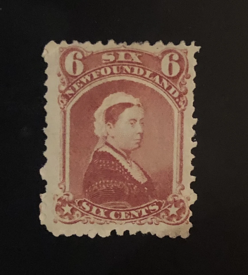 Estampillas Terranova Sc35 6c rosa opaca como nuevas Reina Victoria de 1870, ver detalles. Foto 3 de 4