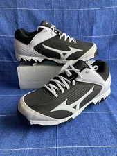 MIZUNO 9 SPIKE SWIFT 5 CLEAT SOFTBALL 9W NWI! WHITE BLACK 320554