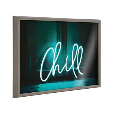 Blake Chill Neon Sign by the Creative Bunch Studio Framed Glass Art Print 18 In.