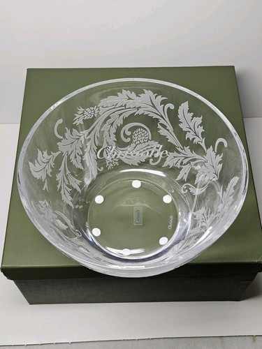 Large Christofle Orangerie Cut Crystal Floral Design Bowl W/ Original Box 8 3/8" - Picture 5 of 17
