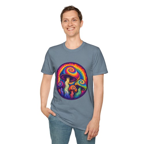 Tie Dye Mushroom Psychedelic Trippy Retro Hippie Natur Unisex Softstyle T-Shirt - Bild 72 von 112
