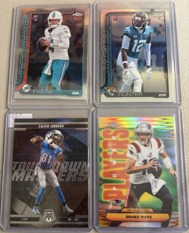 Topps 2024 Chrome NFL 4-Card Lot Rookie Drake Maye Quinn Ewers Hunter