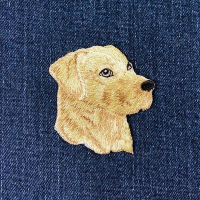 Labrador Retriever Applique Patch - Embroidered Yellow Lab Dog Badge Iron On