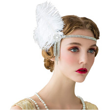 For Women's Vintage Feather Headband with Rhinestones for Cocktail Party
