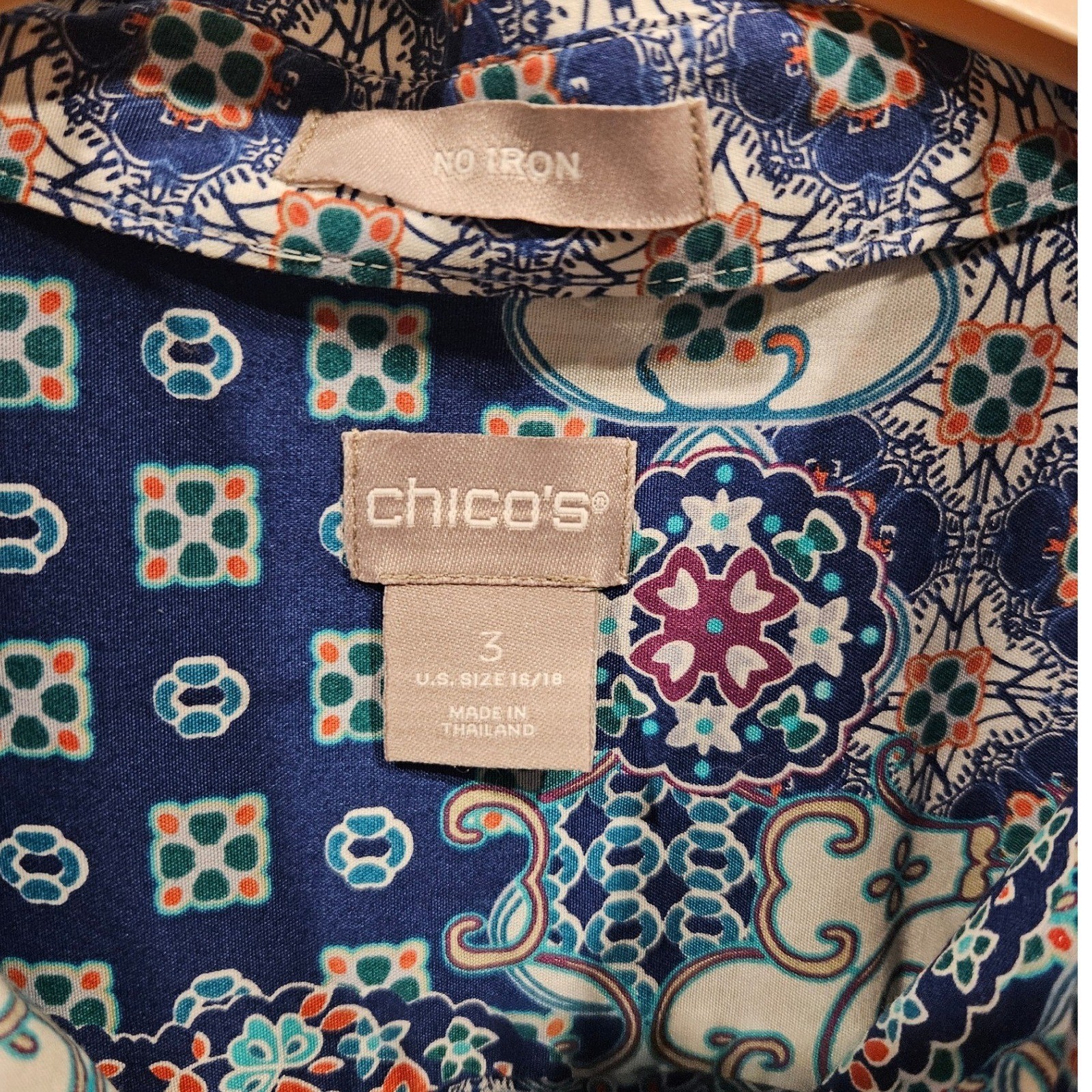 Chico's Patchwork Print Button Down Shirt Womens … - image 3